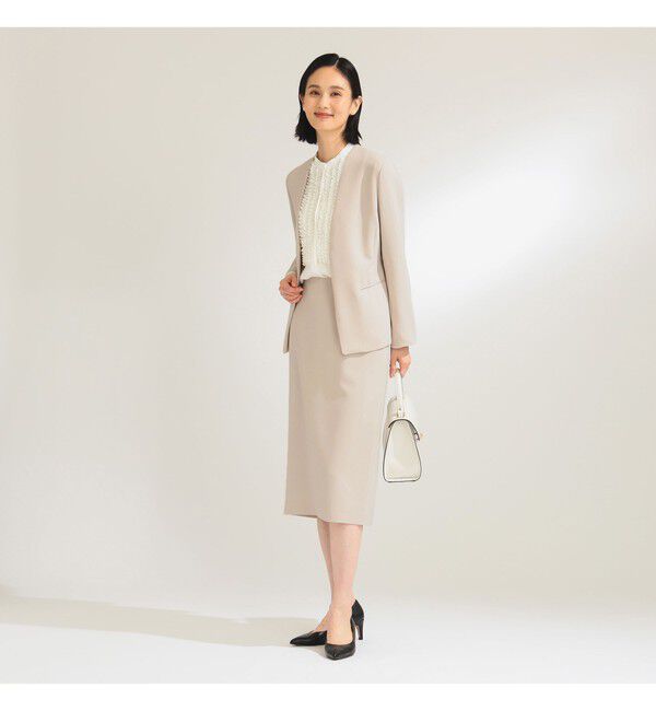 Demi-Luxe BEAMS 「トリアセ カラーレスジャケット＊」|ノーカラージャケット|