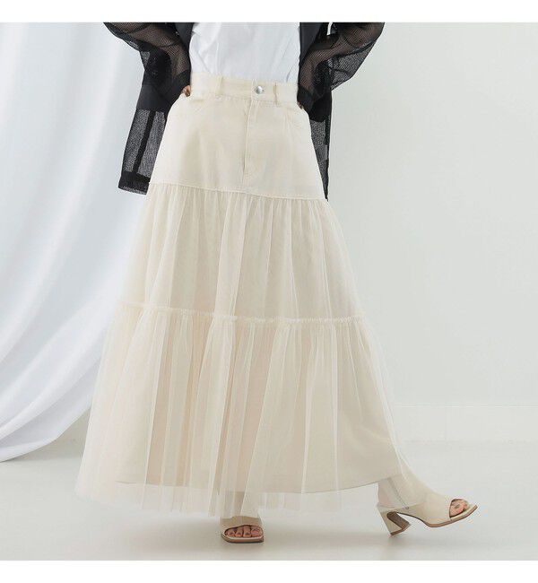 Ray BEAMS 「チュール キリカエ ティアード スカート」|スカート|