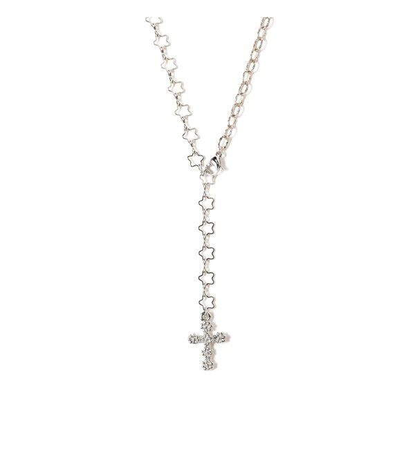 Ray BEAMS 「フラワー クロス ラリエット ネックレス」|その他|SILVER