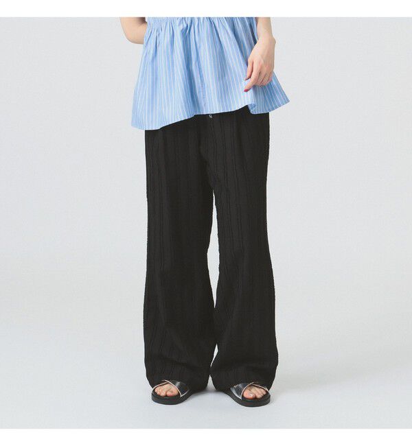 Ray BEAMS 「ストライプ ジャカード ワイド パンツ」|チノ|