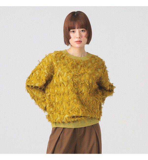Ray BEAMS 「カット ジャカード フリンジ クルーネック ニット」|ニット・セーター|