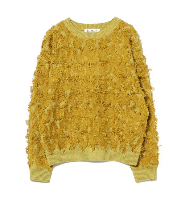 Ray BEAMS 「カット ジャカード フリンジ クルーネック ニット」|ニット・セーター|