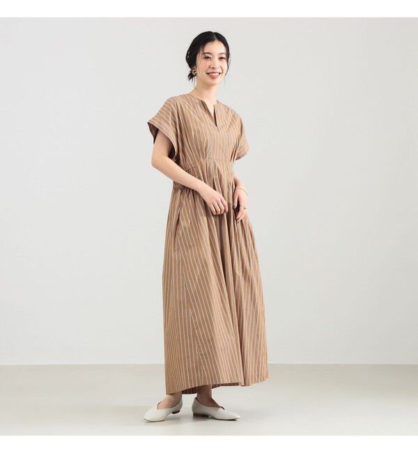 Demi-Luxe BEAMS 「【別注】ne Quittez pas / ポプリン タック ワンピース」|ワンピース|別注BEIGE STRIPE