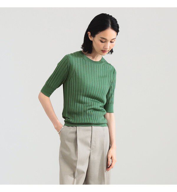Demi-Luxe BEAMS 「【別注】SLOANE / 18ゲージ シルク リブ ハーフスリーブ」|ニット・セーター|