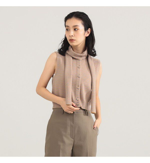 Demi-Luxe BEAMS 「TAN / カシミヤ ストライプ スカーフベスト」|ニット・セーター|