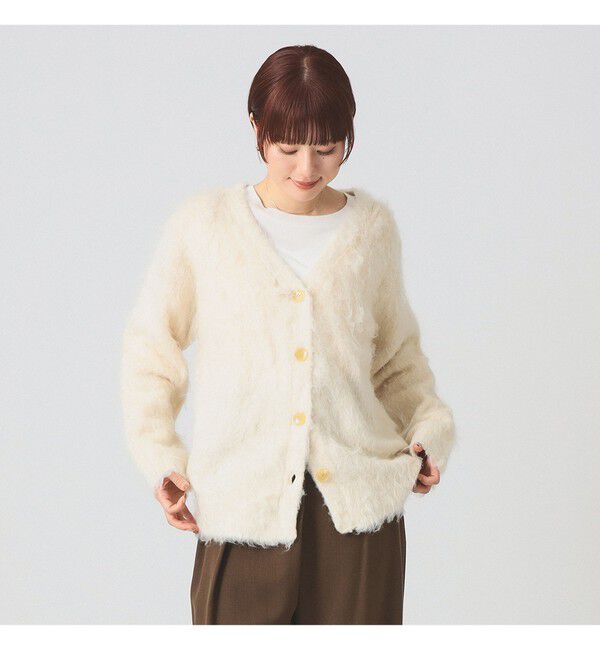 Ray BEAMS 「ヘアリー シャギー Vネック カーディガン」|カーディガン|OFF WHITE