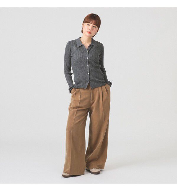 Ray BEAMS 「ヘリンボーン ハイウエスト ワイド パンツ」|チノ|