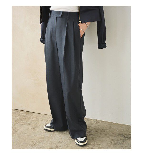 Demi-Luxe BEAMS 「エディター東原妙子 &times; Demi-Luxe BEAMS / ツイル イージー ストレート パンツ」|チノ|NAVY