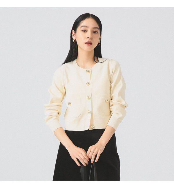 Ray BEAMS 「メタル ボタン クルーネック カーディガン」|カーディガン|IVORY