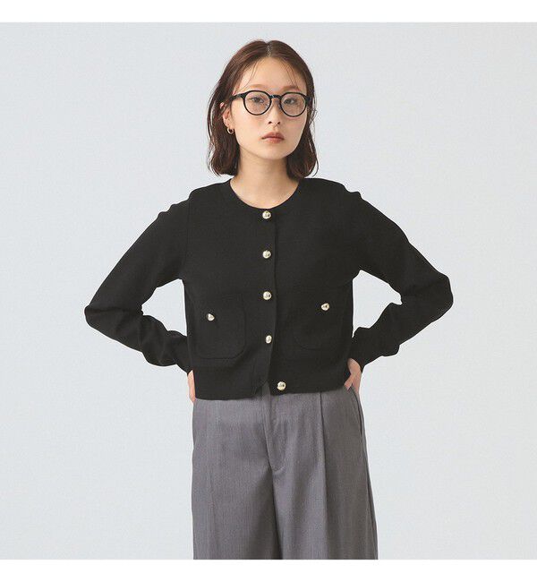 Ray BEAMS 「メタル ボタン クルーネック カーディガン」|カーディガン|