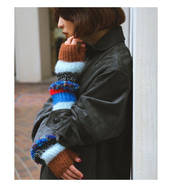 Ray BEAMS 「ミックス ニット グローブ」|手袋|BLUE_MIX