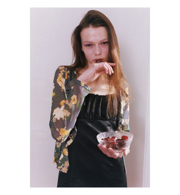 Ray BEAMS 「シアー フラワープリント カーディガン」|カーディガン|BLACK