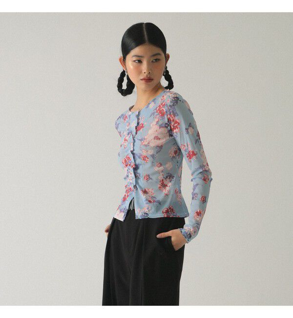 Ray BEAMS 「シアー フラワープリント カーディガン」|カーディガン|