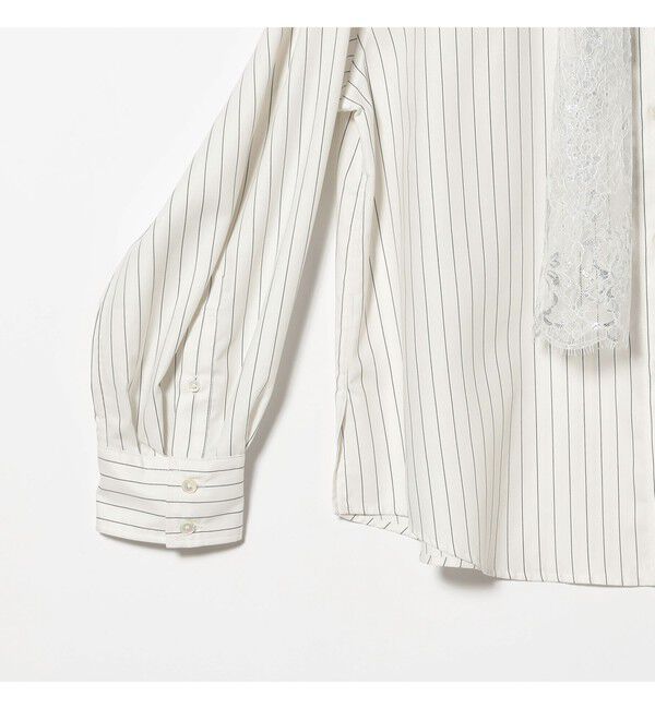 BEAMSBOY「maturely / チョーク ストライプ レース タイ ロングスリーブ」|シャツ・ブラウス|