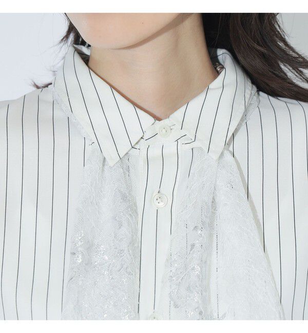 BEAMSBOY「maturely / チョーク ストライプ レース タイ ロングスリーブ」|シャツ・ブラウス|