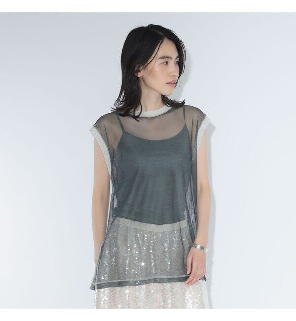 BEAMSBOY「maturely / シャンブレー チュール ノースリーブ」|Tシャツ・カットソー|