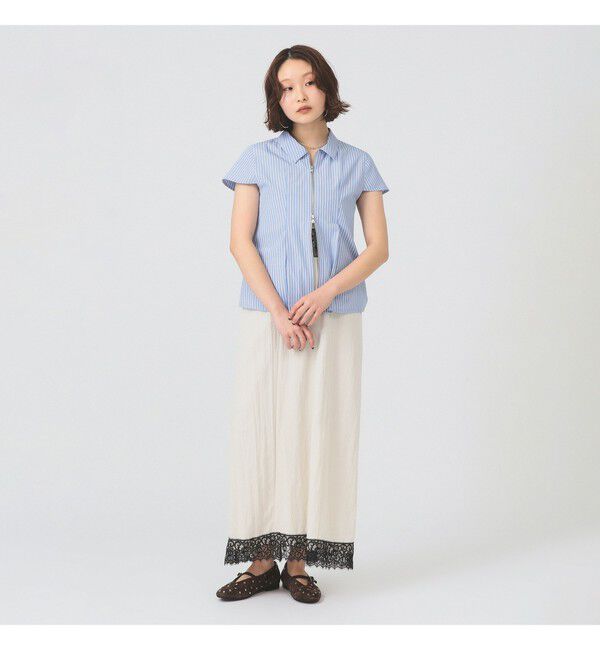 Ray BEAMS 「ストライプ ジップ シャツ ハーフスリーブ」|シャツ・ブラウス|