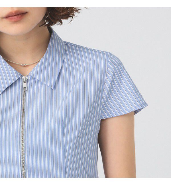 Ray BEAMS 「ストライプ ジップ シャツ ハーフスリーブ」|シャツ・ブラウス|