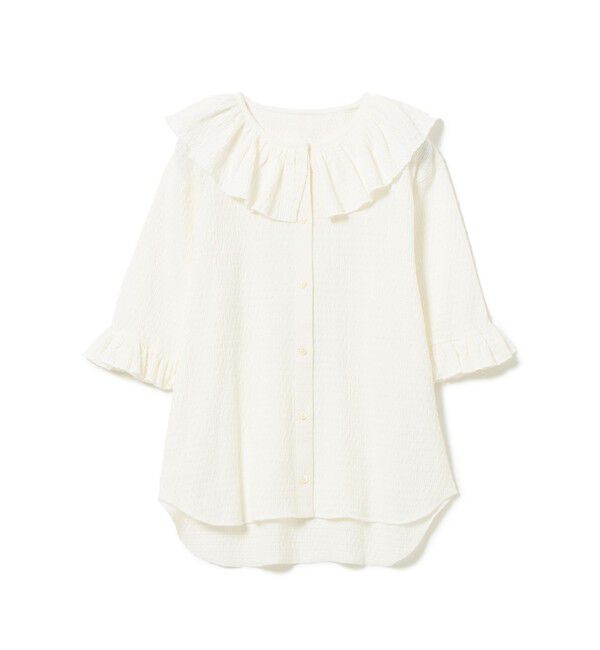 BEAMSBOY「ジャカード フリルギャザー ショートスリーブ」|Tシャツ・カットソー|