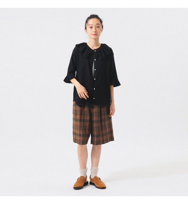 BEAMSBOY「ジャカード フリルギャザー ショートスリーブ」|Tシャツ・カットソー|