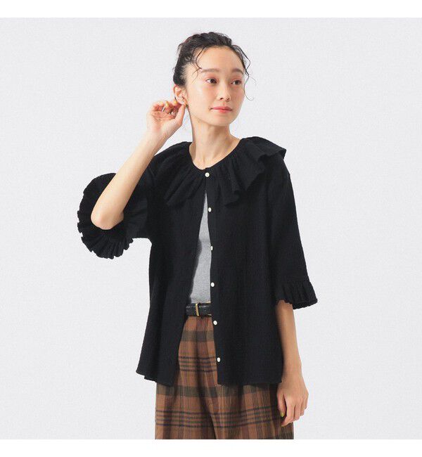 BEAMSBOY「ジャカード フリルギャザー ショートスリーブ」|Tシャツ・カットソー|