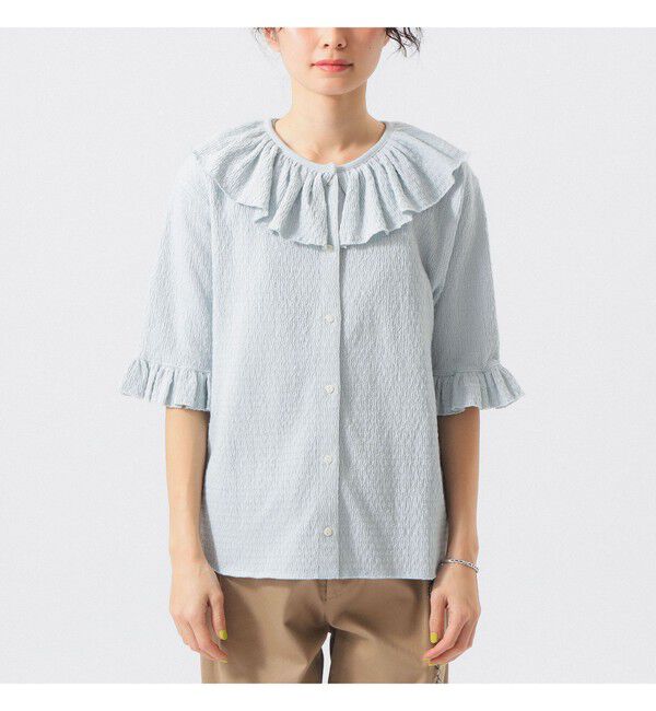 BEAMSBOY「ジャカード フリルギャザー ショートスリーブ」|Tシャツ・カットソー|