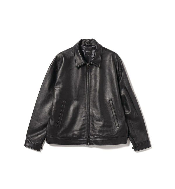 BEAMS「ワイドフィット レザー ジップブルゾン」|ブルゾン・スタジャン|
