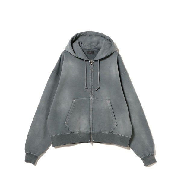 BEAMS「フェード リベット フルジップアップ フーディ 【ワイドショートフィット】」|スウェット・ジャージ|FADE_GREY