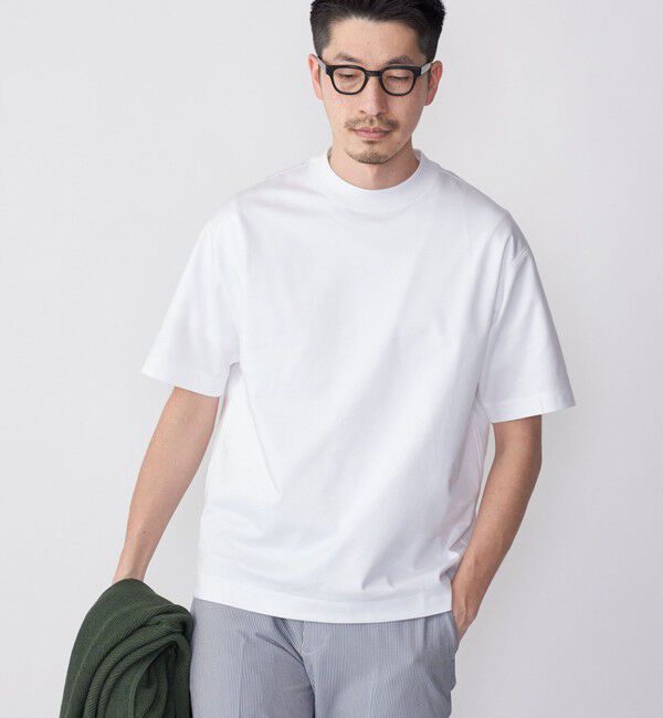 SHIPS「SHIPS: クルーネック ハイゲージ ダンボールニットTシャツ ライト」|Tシャツ・カットソー|オフホワイト