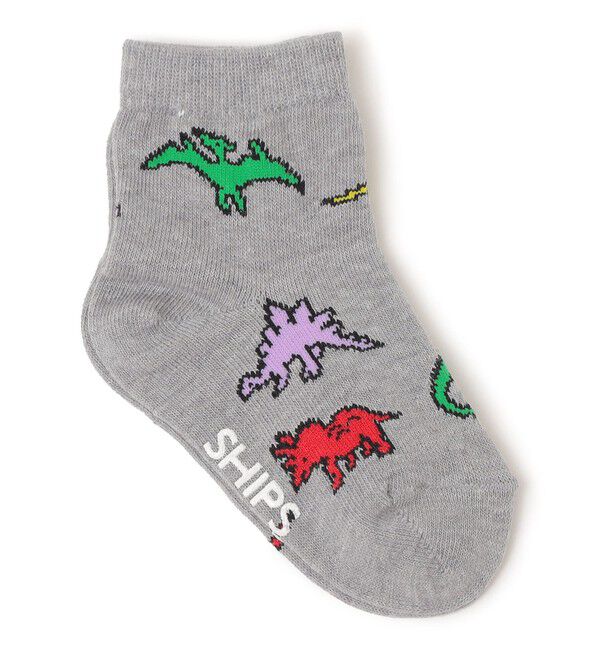 SHIPS KIDS「SHIPS KIDS:ベビー ダイナソー ソックス」|ソックス|ライトグレー