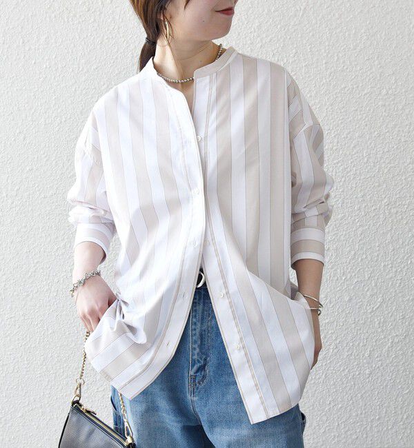 SHIPS any「SHIPS any:〈洗濯機可能〉REPREVE バンド カラー シャツ」|シャツ・ブラウス|