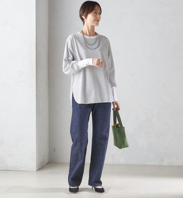 SHIPS for women「ロング リブ スリーブ カットソー  ボーダー / ソリッド」|Tシャツ・カットソー|