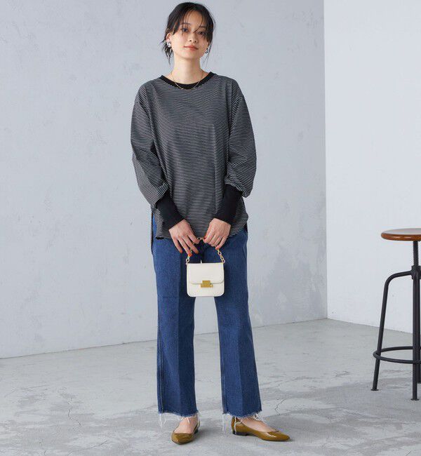 SHIPS for women「ロング リブ スリーブ カットソー  ボーダー / ソリッド」|Tシャツ・カットソー|