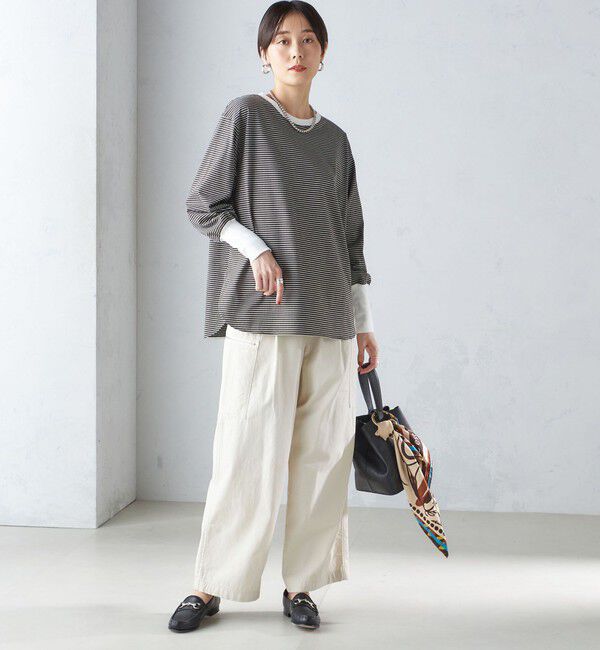 SHIPS for women「ロング リブ スリーブ カットソー  ボーダー / ソリッド」|Tシャツ・カットソー|