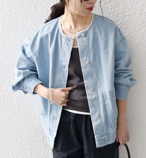 SHIPS any「《一部追加予約》SHIPS any: ノーカラー デニム ブルゾン［SHIPS any DENIM］」|デニムジャケット|
