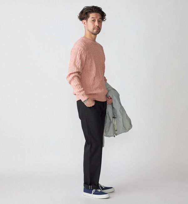 SHIPS「SHIPS:〈手洗い可能〉リネン/コットン TEXBRID(R) ランダムアラン クルーネックニット」|ニット・セーター|