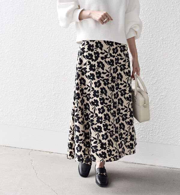 SHIPS for women「*〈手洗い可能〉ドット / 花柄 切替 セミフレア スカート ◇」|スカート|