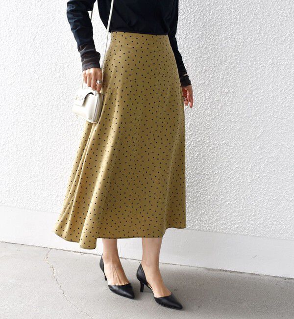 SHIPS for women「*〈手洗い可能〉ドット / 花柄 切替 セミフレア スカート ◇」|スカート|