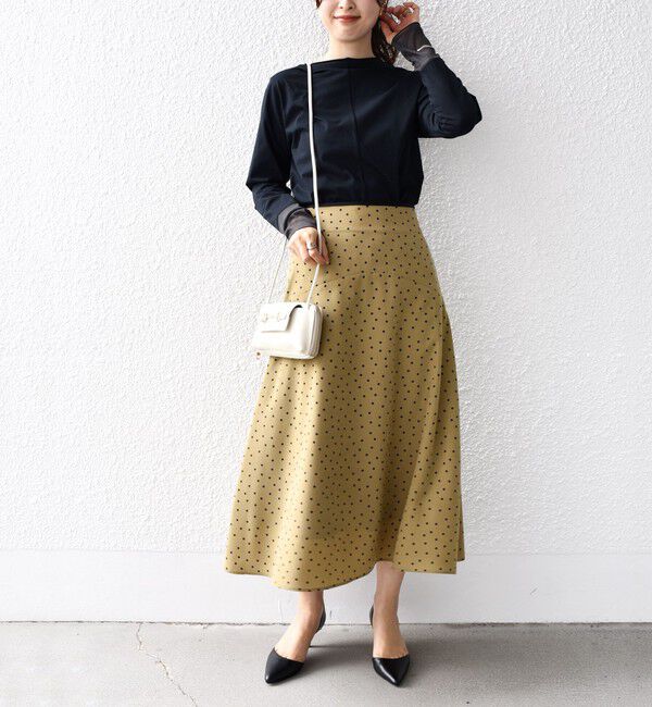 SHIPS for women「*〈手洗い可能〉ドット / 花柄 切替 セミフレア スカート ◇」|スカート|