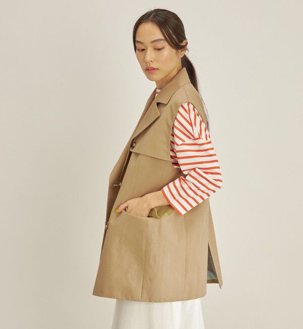 SHIPS for women「綿麻 カルゼ ダブルブレスト ジレ ◇」|ベスト・ジレ|