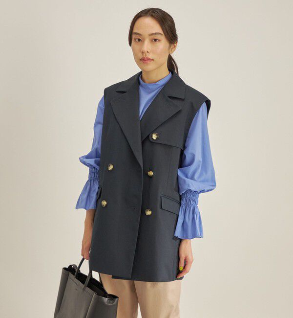 SHIPS for women「綿麻 カルゼ ダブルブレスト ジレ ◇」|ベスト・ジレ|