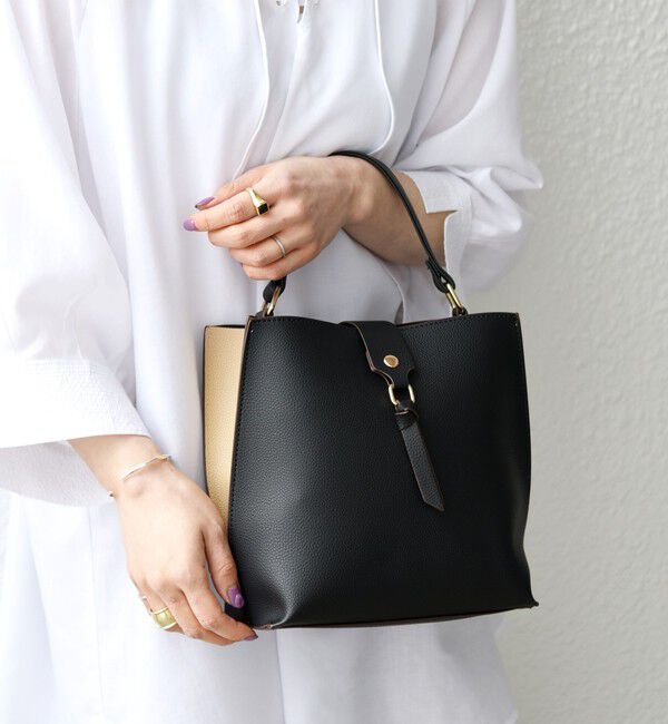 SHIPS any「《一部追加予約》SHIPS any: バイカラー2WAY スクエア ショルダー バッグ」|ショルダー・メッセンジャー|ブラック