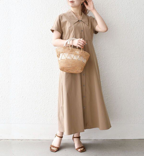 SHIPS any「SHIPS any:〈洗濯機可能〉フラットカラー Vネック フレア ワンピース」|ワンピース|