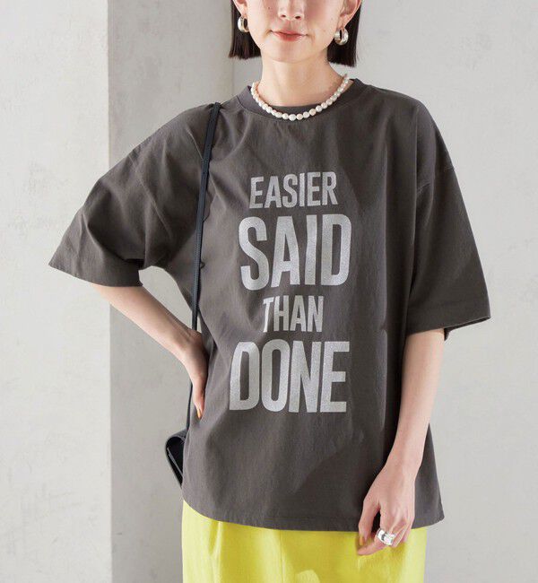 SHIPS for women「【SHIPS別注】81BRANCA:5分袖 ロゴ TEE 24SS 」|Tシャツ・カットソー|チャコールグレー