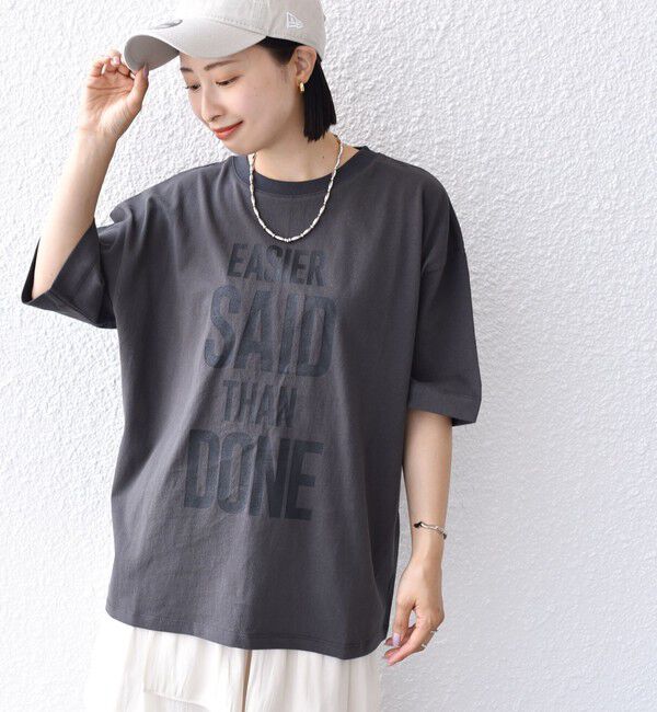 SHIPS for women「【SHIPS別注】81BRANCA:5分袖 ロゴ TEE 24SS 」|Tシャツ・カットソー|ダークグレー