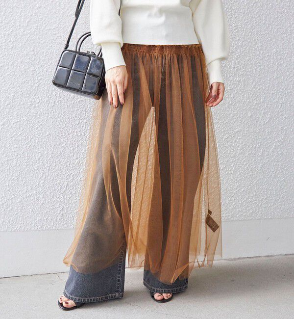 SHIPS for women「〈手洗い可能〉レイヤード シャーリング チュール スカート」|スカート|