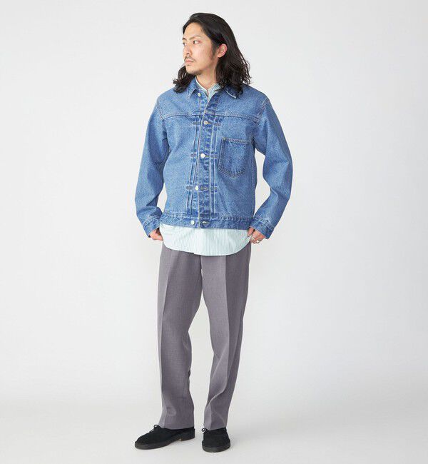 SHIPS「SHIPS: Reflax(R) ダブルクロス ワンタック ワイド パンツ」|チノ|