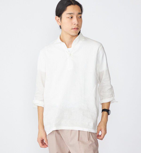 SHIPS「SHIPS: SOLOTEX(R) リネン 7スリーブ カプリシャツ」|シャツ・ブラウス|ホワイト