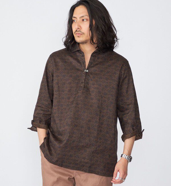 SHIPS「SHIPS: SOLOTEX(R) リネン 7スリーブ カプリシャツ」|シャツ・ブラウス|ダークブルー