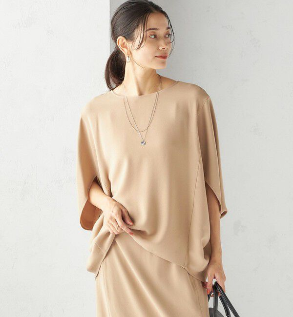 SHIPS for women「〈接触冷感 / 手洗い可能〉アセテート混 バック サテン ドルマン ブラウス」|シャツ・ブラウス|ベージュ